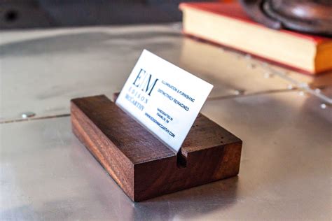 business card holder with sign.